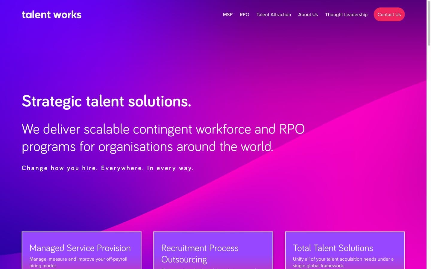 Talent Works homepage