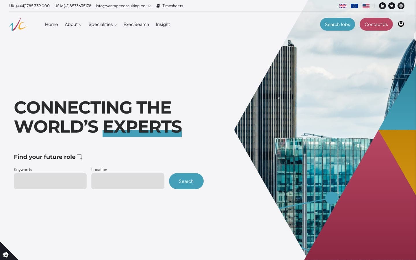 Vantage Consulting homepage